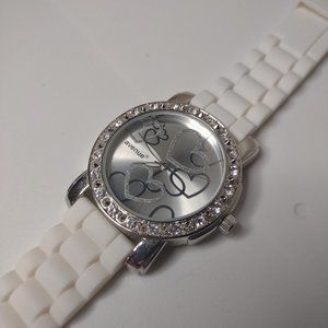 Cute Avenue Watch With Hearts And White Rubber Band